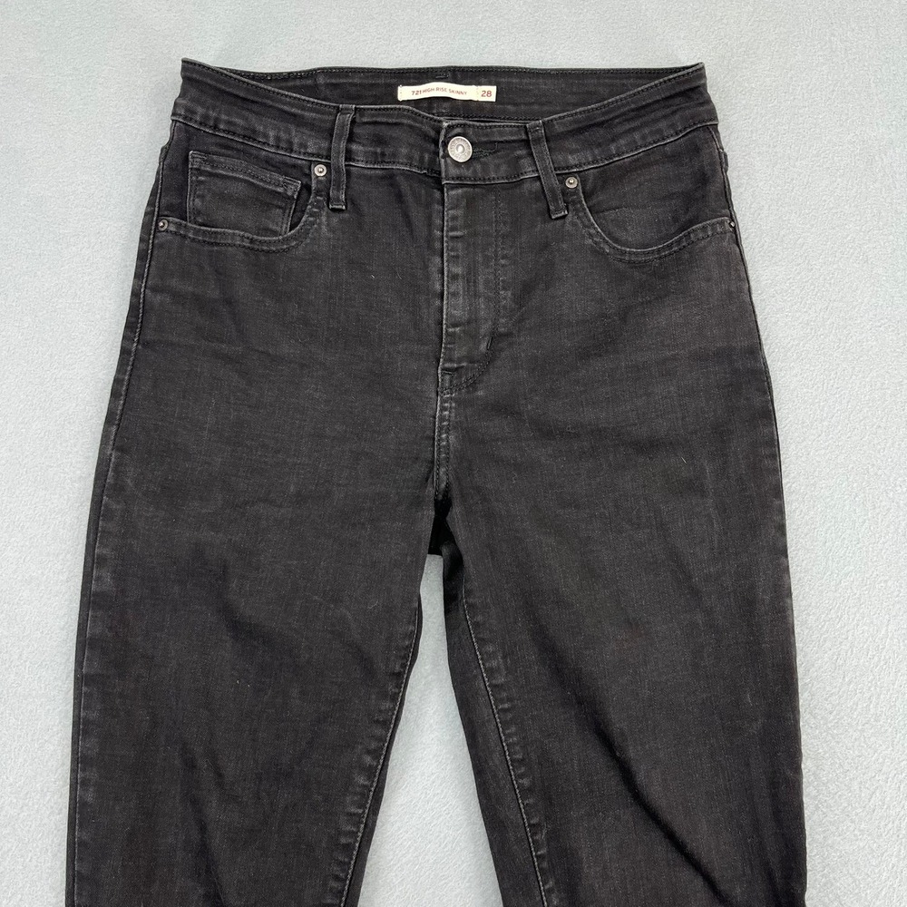 Levis 721 High Rise Skinny Jeans Womens 28 Black Denim Pants‎ - Picture 2 of 13